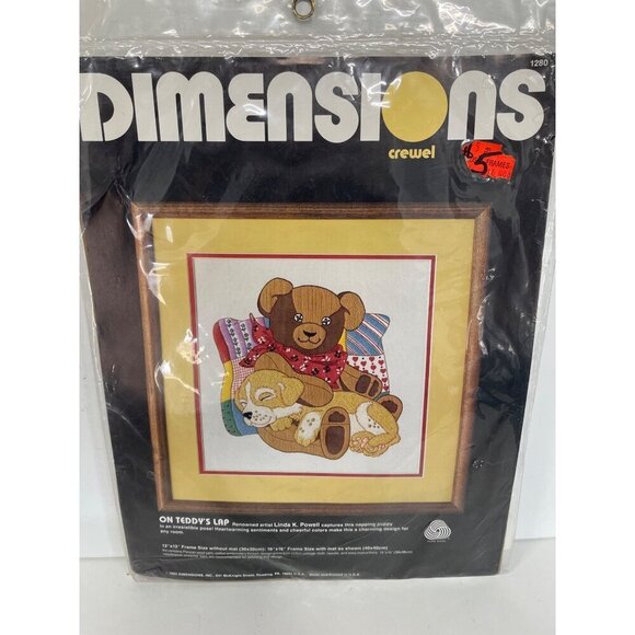 Dimensions Crewel On Teddys Lap Linda K Powell Nursery Childs Room Craft Kit #12 - Picture 1 of 3